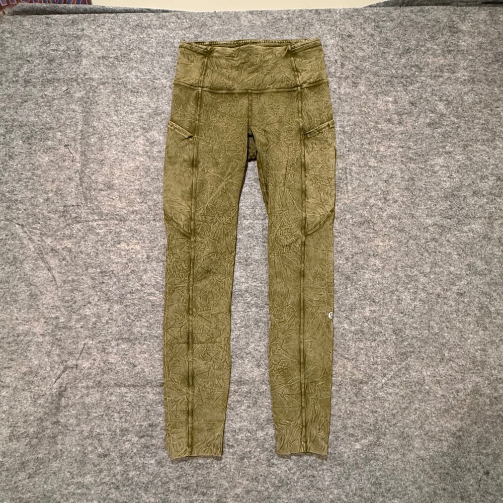 Lululemon Fast and Free High-Rise Tight 25" Crinkle Olive‎ Green Size 4 LW5CTRS